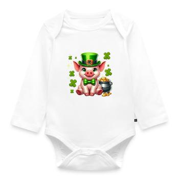 Lucky Pig New Year's Eve New Year Lucky Pig - Organic Longsleeve Baby Bodysuit - white - Front