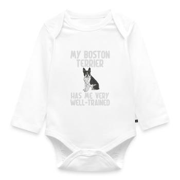 Boston Terrier Gifts - Baby Bio-Langarm-Body - Weiß - Vorne