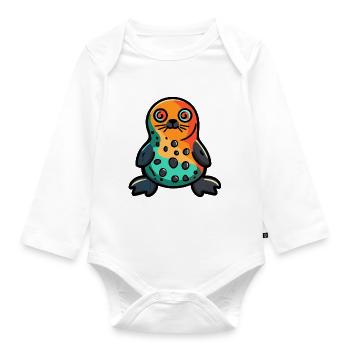 Robbe Tier Halloween Tier - Baby Bio-Langarm-Body - Weiß - Vorne