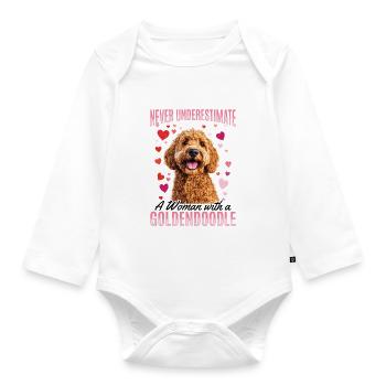 Goldendoodle Dog Breed Never Underestimate a Woman - Organic Longsleeve Baby Bodysuit - white - Front