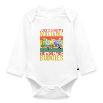 Budgie Gift - Organic Longsleeve Baby Bodysuit - white - Front