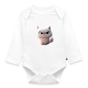 Ähm Nö Katze Nein No Faulenzer Neinsagen Katzen - Baby Bio-Langarm-Body - Weiß - Vorne