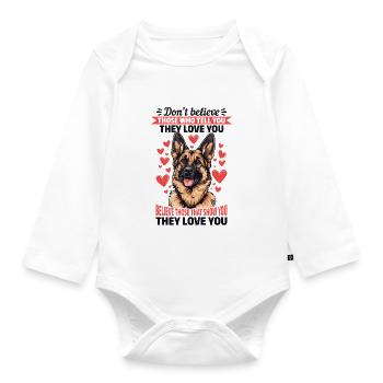 German Shepherd Dog Breed - Baby Bio-Langarm-Body - Weiß - Vorne