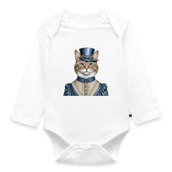 Madam cat - Organic Longsleeve Baby Bodysuit - white - Front