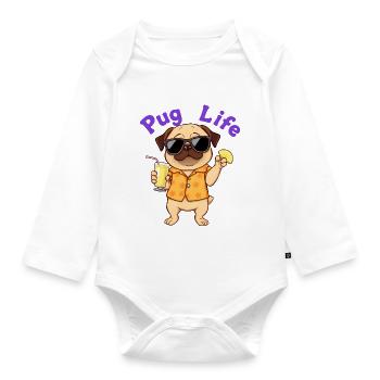 Carlin amusant en chemise hawaïenne - Body Bébé bio manches longues - blanc - Devant