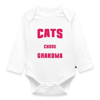 Cadeaux de grand-mère chat - Body Bébé bio manches longues - blanc - Devant