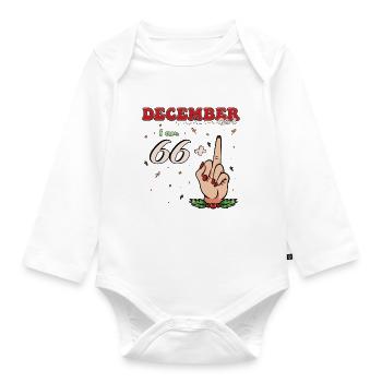 Im Dezember geboren - ich bin 66 + Mittelfinger für - Baby Bio-Langarm-Body - Weiß - Vorne