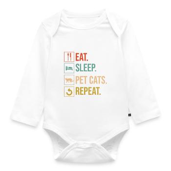 Cat Mom Gifts - Baby Bio-Langarm-Body - Weiß - Vorne
