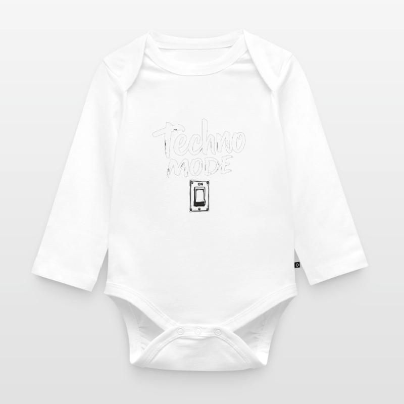 Techno Mode On Techno Techno Music Techno Organic Longsleeve Baby Bodysuit