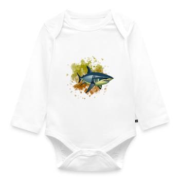 Hai Haifisch - Baby Bio-Langarm-Body - Weiß - Vorne