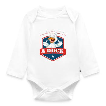 Rude Funny Saying "Duck You" Outfit - Organic Longsleeve Baby Bodysuit - white - Front