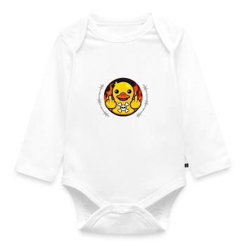 Rude Funny Saying "Duck You" Outfit - Organic Longsleeve Baby Bodysuit - white - Front