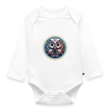 Owlways my Valentine Eule - Baby Bio-Langarm-Body - Weiß - Vorne