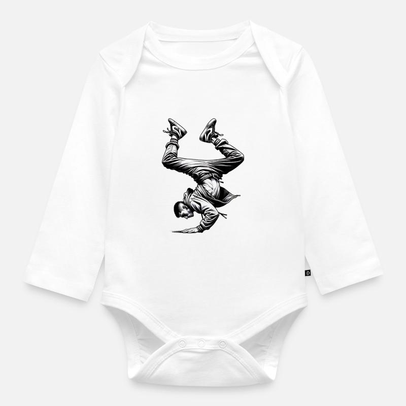 Breakdance - Body Bébé bio manches longues - blanc