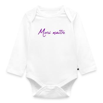 MASTER. MASTER. THANK YOU. THANK YOU, MASTER. MASTER - Organic Longsleeve Baby Bodysuit - white - Front
