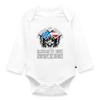 Wikinger von Blut Amerikaner von Geburt Patriot von - Baby Bio-Langarm-Body - Weiß - Vorne