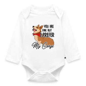 I Prefer My Corgi Dog - Organic Longsleeve Baby Bodysuit - white - Front