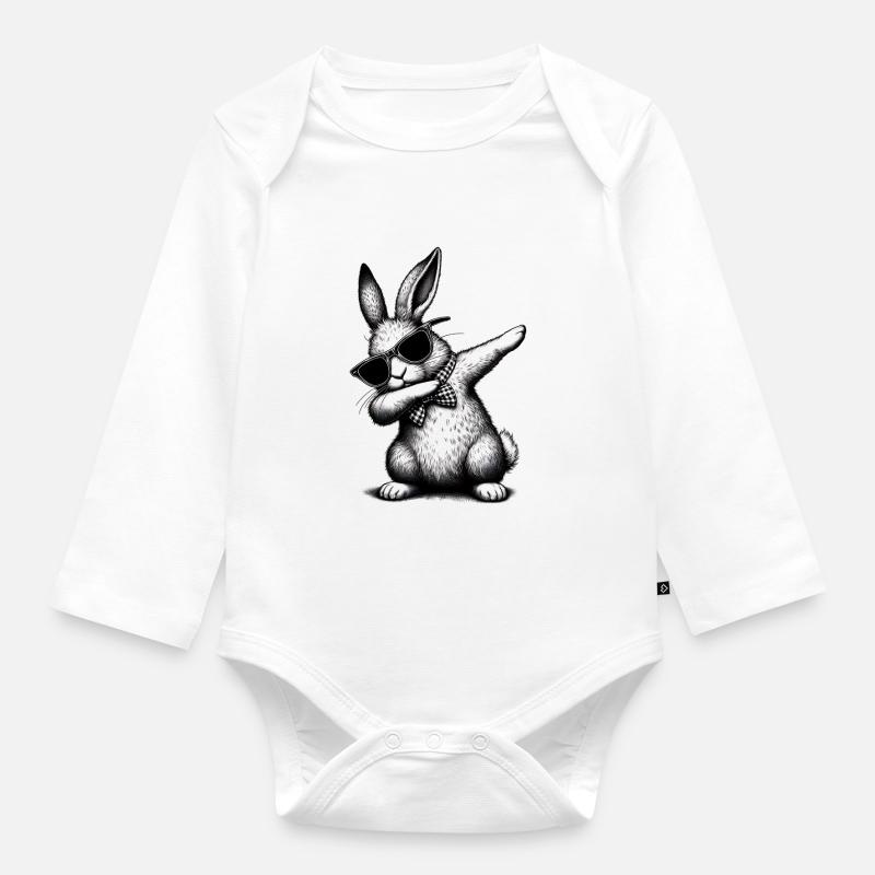 Lapin de danse Floss - Body Bébé bio manches longues - blanc