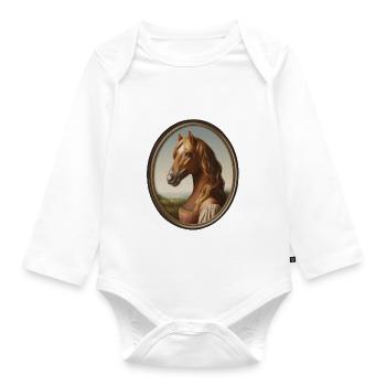 Portrait of a chestnut mare in the style of the Renaissance - Organic Longsleeve Baby Bodysuit - white - Front