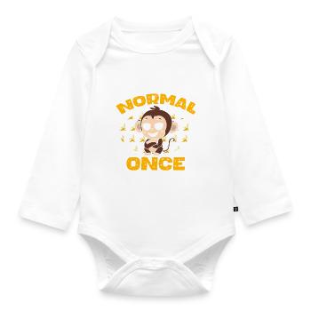 Funny Monkey With Bananas Trying To Be Normal - Organic Longsleeve Baby Bodysuit - white - Front