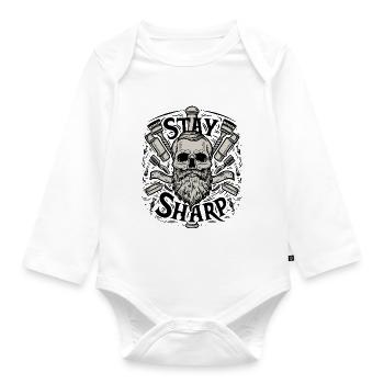 Stay sharp barber - Organic Longsleeve Baby Bodysuit - white - Front