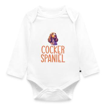 Cadeaux Cocker Spaniel - Body Bébé bio manches longues - blanc - Devant