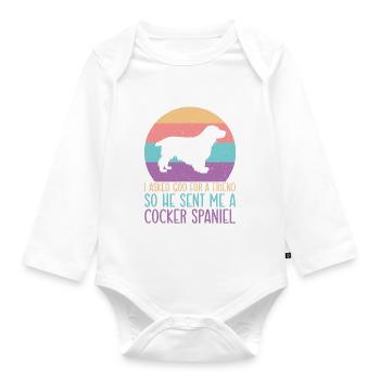 Cocker Spaniel Gifts - Baby Bio-Langarm-Body - Weiß - Vorne