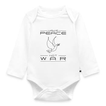 Make Peace Not War Minimalist Art - Organic Longsleeve Baby Bodysuit - white - Front