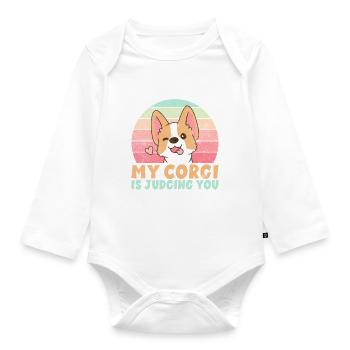 Corgi Gifts for Corgi Lovers - Organic Longsleeve Baby Bodysuit - white - Front
