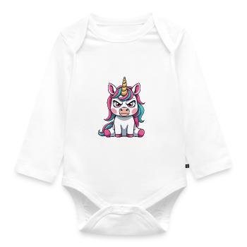 Don't look at me in this tone Unicorn - Organic Longsleeve Baby Bodysuit - white - Front