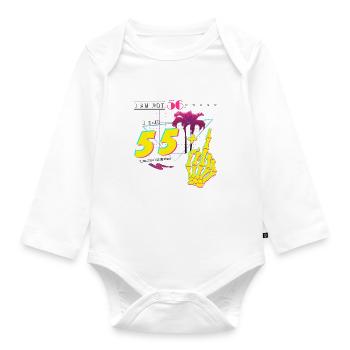 Nicht 56, nur 55 + Flip Off – Retro Vibes 1969 - Baby Bio-Langarm-Body - Weiß - Vorne