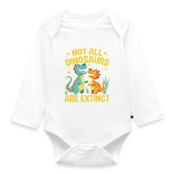 Dinosaur Party Decorations - Baby Bio-Langarm-Body - Weiß - Vorne