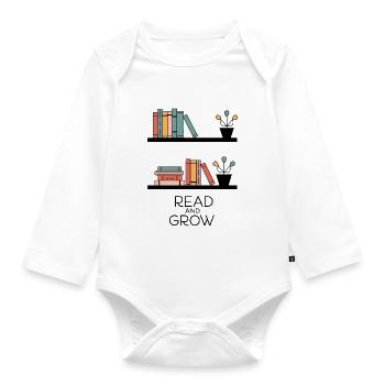BOOKSHELVES READ AND GROW - Organic Longsleeve Baby Bodysuit - white - Front