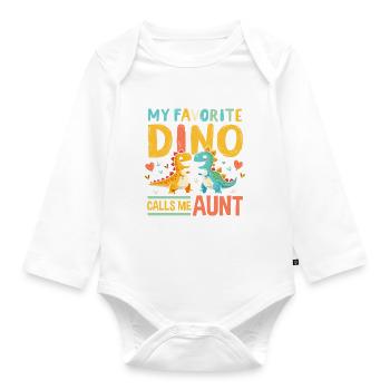 Dinosaur Party Decorations - Baby Bio-Langarm-Body - Weiß - Vorne