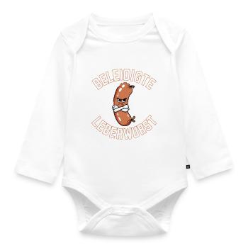 Funny Offended Liverwurst Illustration - Organic Longsleeve Baby Bodysuit - white - Front