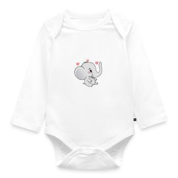 Elephant Lovers Gifts - Organic Longsleeve Baby Bodysuit - white - Front