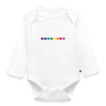 LGBT Rainbow LGBTQ Herzen - Baby Bio-Langarm-Body - Weiß - Vorne