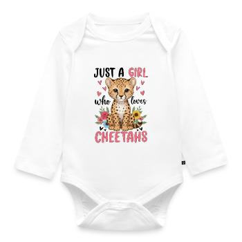 Juste une fille qui aime les guépards - Body Bébé bio manches longues - blanc - Devant