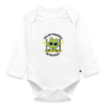Solarbetriebener Introvert – Pflanzenwitz - Baby Bio-Langarm-Body - Weiß - Vorne