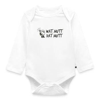 Cool seagull with wrench Low German - Organic Longsleeve Baby Bodysuit - white - Front