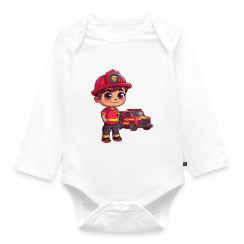 Kinder Feuerwehr - Baby Bio-Langarm-Body - Weiß - Vorne