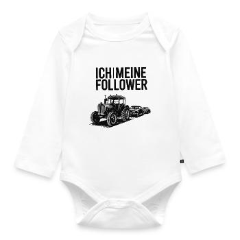 Me & My Followers – Traktor Edition - Organic Longsleeve Baby Bodysuit - white - Front