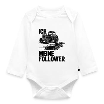 Me & My Followers – Traktor Edition - Organic Longsleeve Baby Bodysuit - white - Front