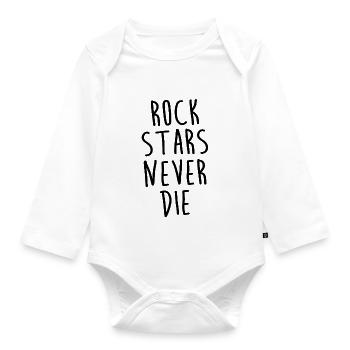 Rock Stars never die - RockNRoll - Organic Longsleeve Baby Bodysuit - white - Front