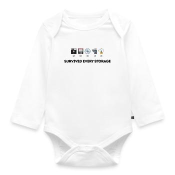 Data Storage Evolution - Tech Icons - Organic Longsleeve Baby Bodysuit - white - Front