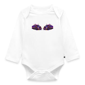 Neon-Trucks - Baby Bio-Langarm-Body - Weiß - Vorne