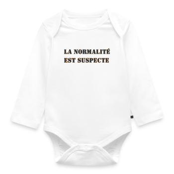 NORMALITY IS SUSPECT - Organic Longsleeve Baby Bodysuit - white - Front