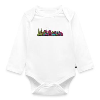 Montpellier Stadtsilhouette Arc de Triomphe Art - Baby Bio-Langarm-Body - Weiß - Vorne