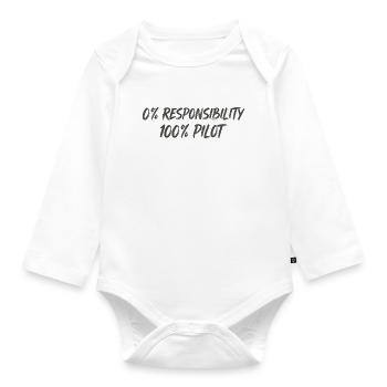 0% Responsibility 100% Pilot - Organic Longsleeve Baby Bodysuit - white - Front