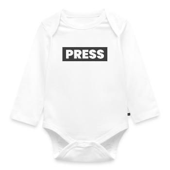 Press Design Saying "PRESS" Media News Journalists - Organic Longsleeve Baby Bodysuit - white - Front